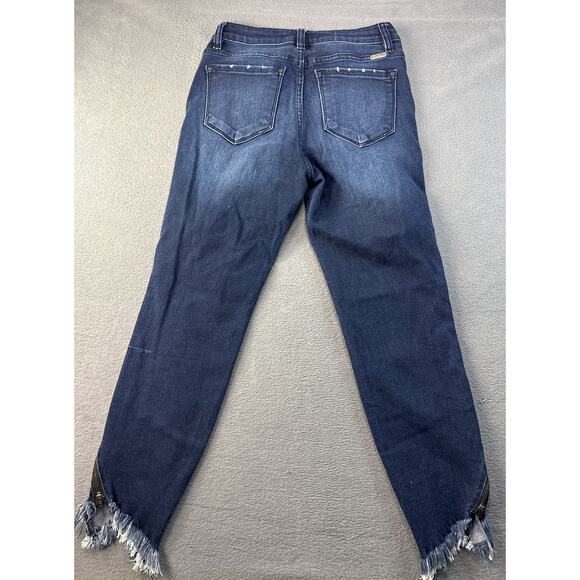Kancan Jeans Womens Dark Wash Ankle Zipper Skinny  Raw Hem -‎ KC9131D 7 / 27 - Picture 3 of 11